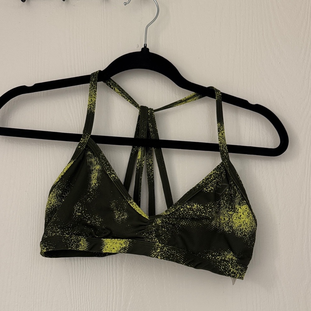 Gymshark Strappy Green and Yellow Sports Bra